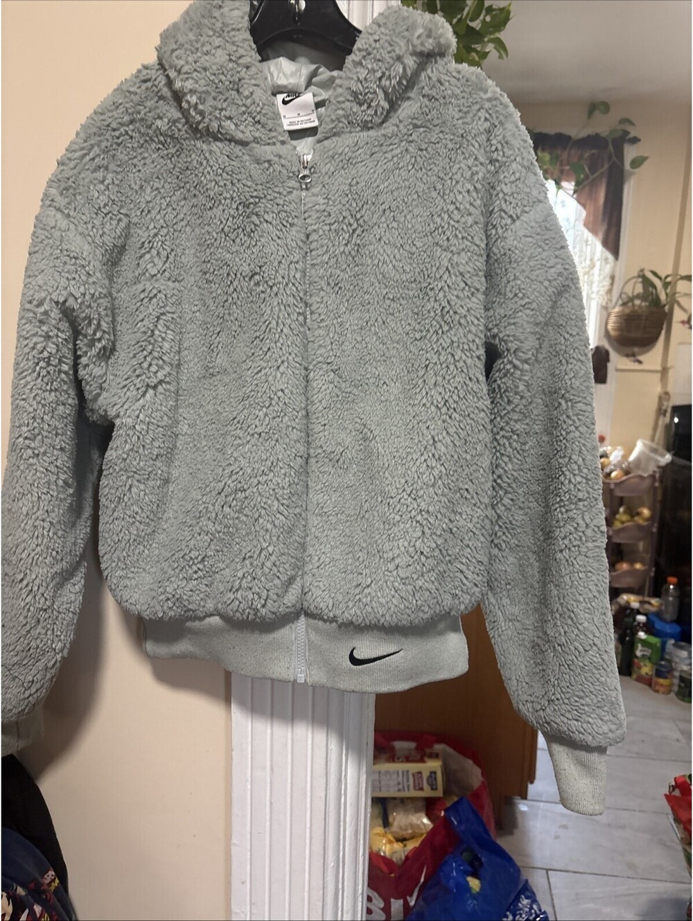 Nike Fur Grey Up Jacket Women Size Medium